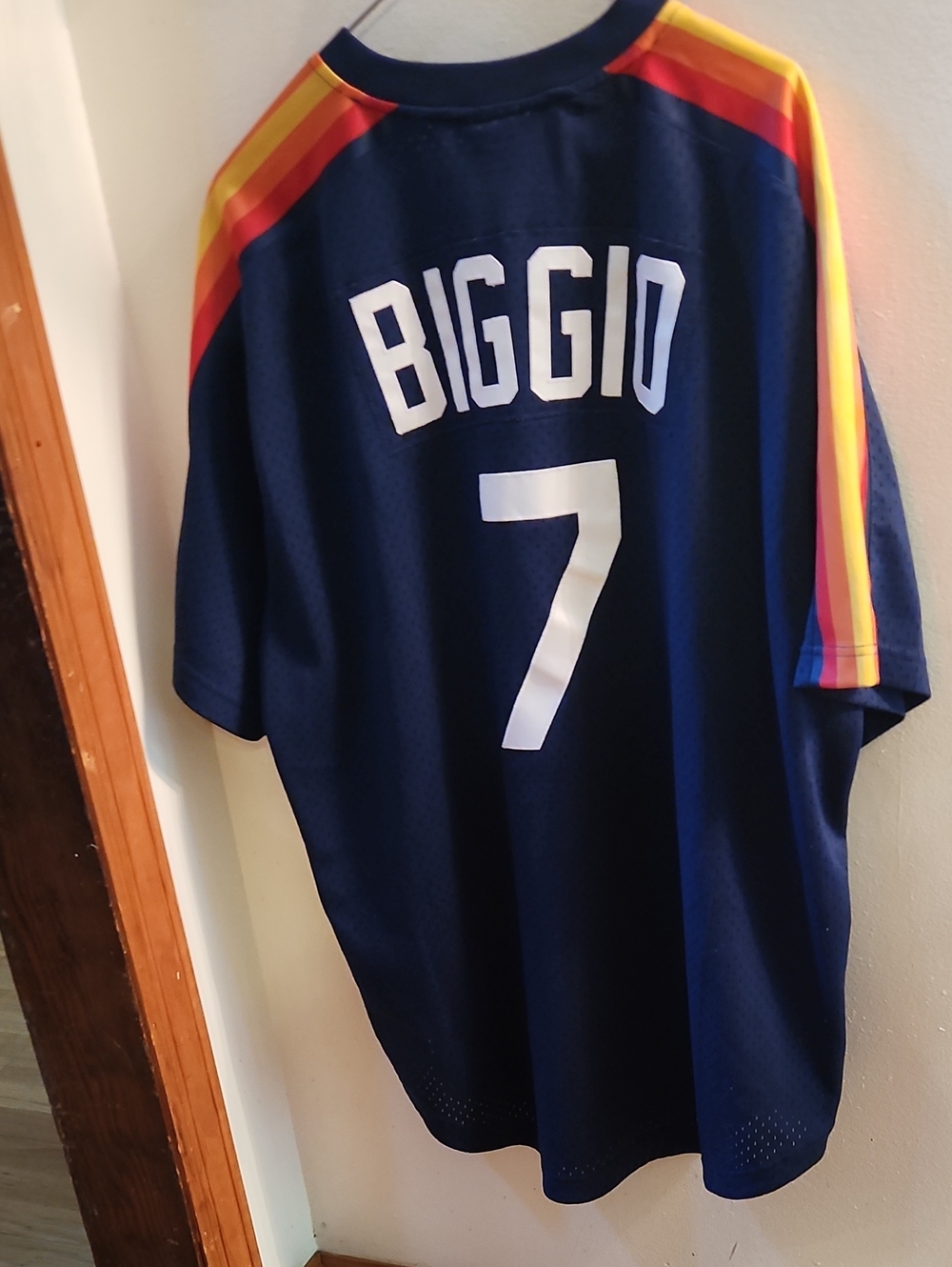 Mitchell & Ness Navy Biggio #7 Jersey with Rainbow Shoulder Stripes